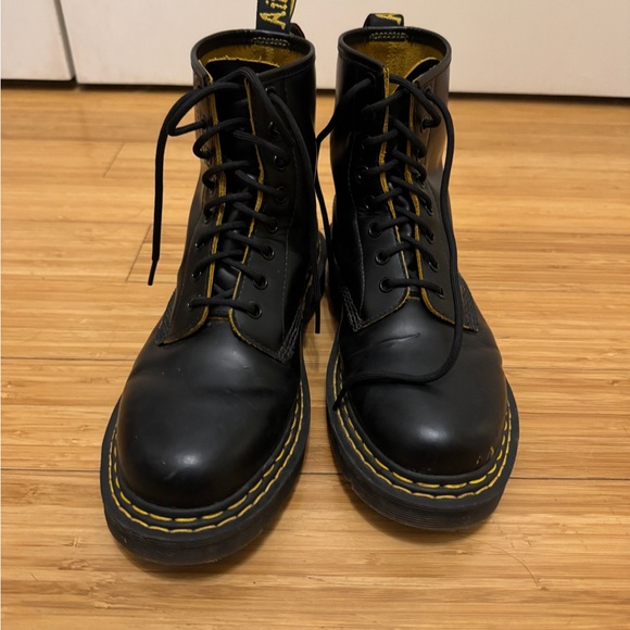 Black 1460 Double Stitch Lace-Up Boots - Picture 1 of 3